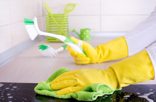 Cleaning supervisor checking service notes for a complaint